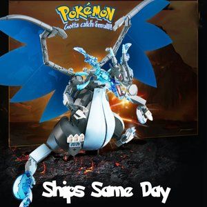 Officially Licensed Pokémon LARGE 14" Mega Charizard X Building Blocks Set -NEW